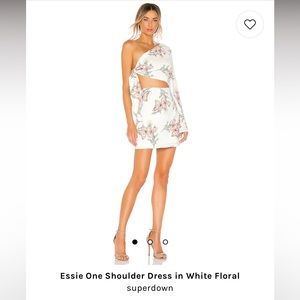 Essie One Shoulder Dress in White Floral from revolve, worn once